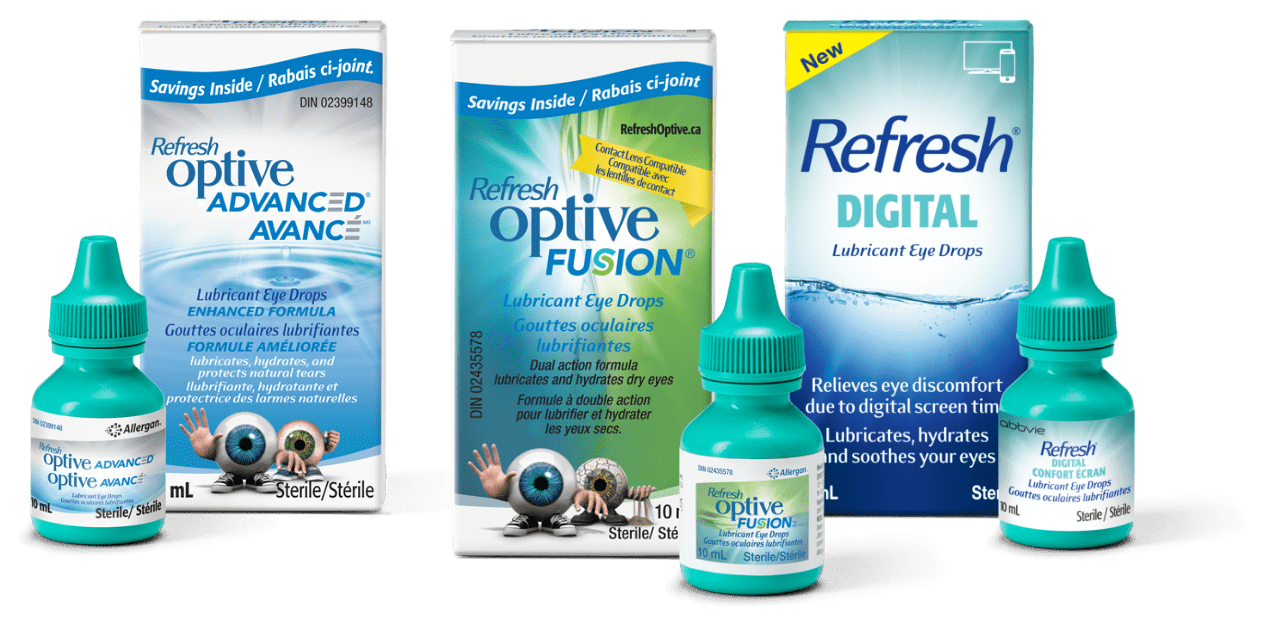 Refresh Optive ADVANCED® product shot Refresh Optive FUSION® product shot Refresh Tears® product shot